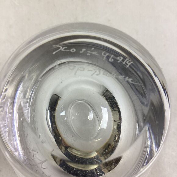 Kosta Art Glass Small Vase Etched Floral With Bird - 46914 - Signed - Picture 7 of 7